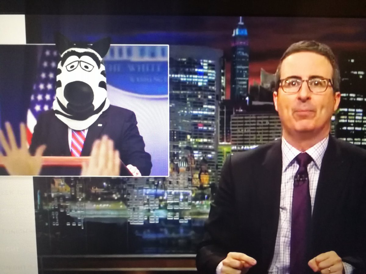 daantalks's tweet photo. Is it just me or does @iamjohnoliver look like the Bolivian #Zebras he was talking about on @LastWeekTonight? #juataddzebras #demeyebrows https://t.co/QXwYuBzAbu