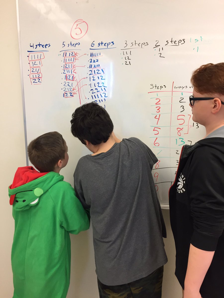 brynaetoth's tweet photo. Gr 6 Ss trying to figure out why this pattern works #Fibonacci  Leo the Rabbit is a great problem for #vnps https://t.co/r4q3YxuqqA