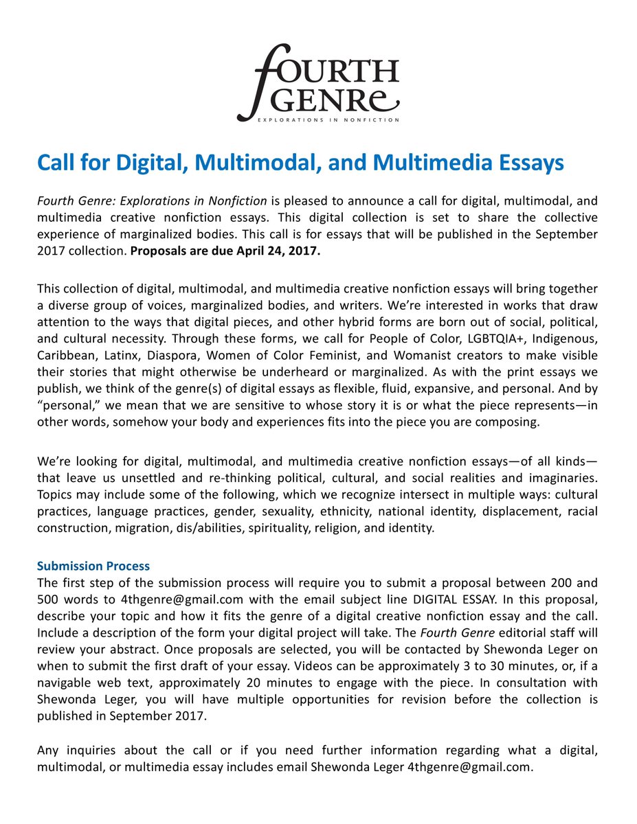 personal essay submissions 2018 Publish creative nonfiction essays