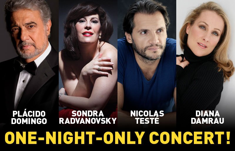 LAOpera's tweet image. Opera stars @DianaDamrau &amp;amp; #NicolasTesté join @PlacidoDomingo and @SondraRadvan for a 1-night-only concert. laopera.org/season/16-17-s…