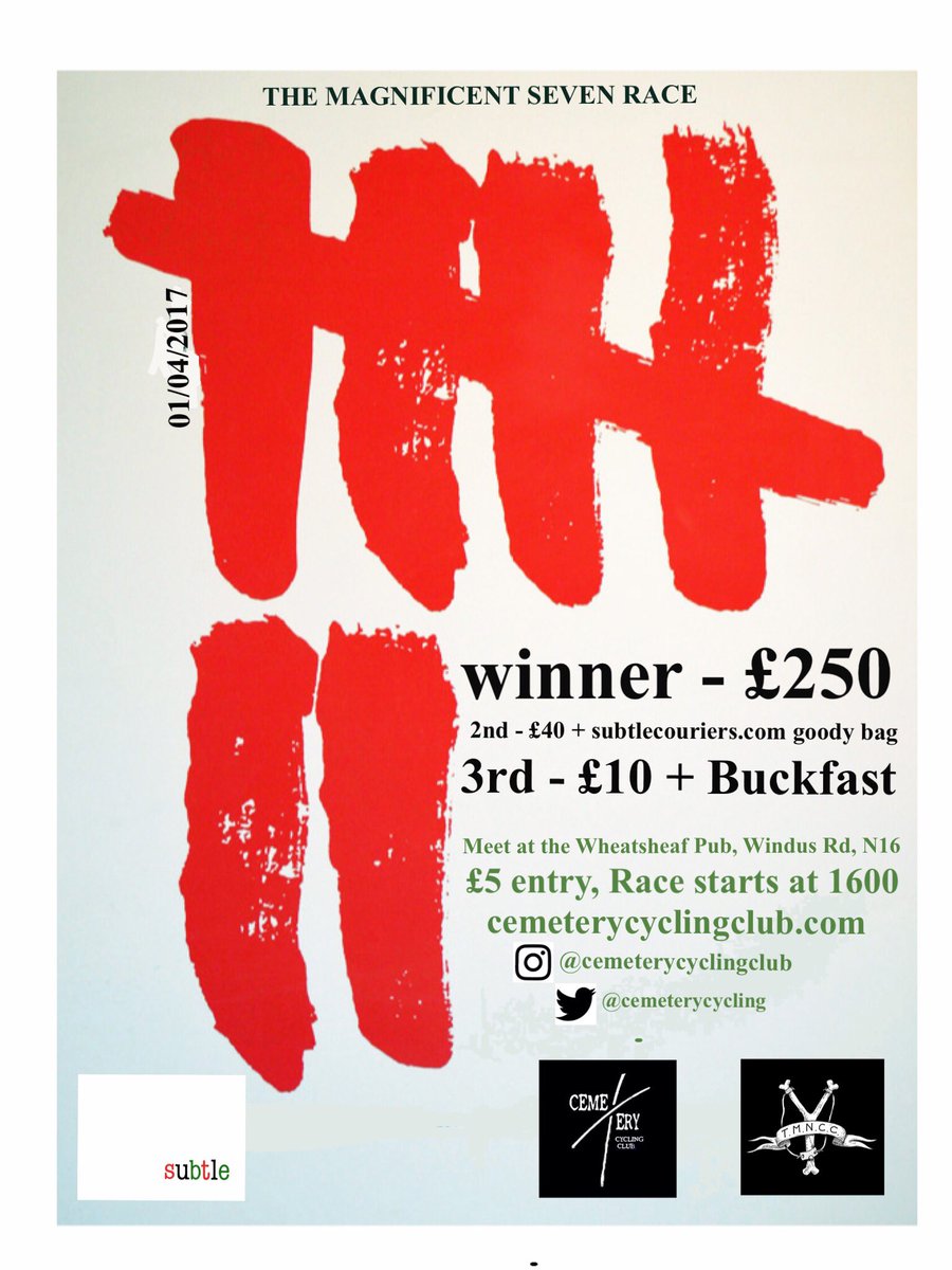 #magnificentsevenrace is back for the sixth time. See below for #checkpoints #winner gets £250 #cash #money and the obligatory #streetcred