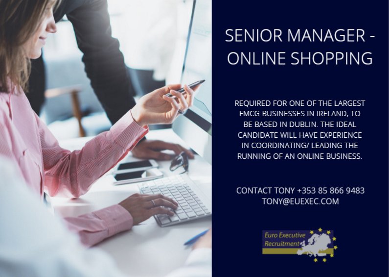 aaeurogroup's tweet photo. #JobPost Senior Manager - Online Shopping, Dublin. Click here for more information: https://t.co/YJms3eSaen https://t.co/Y78bHRrIEP