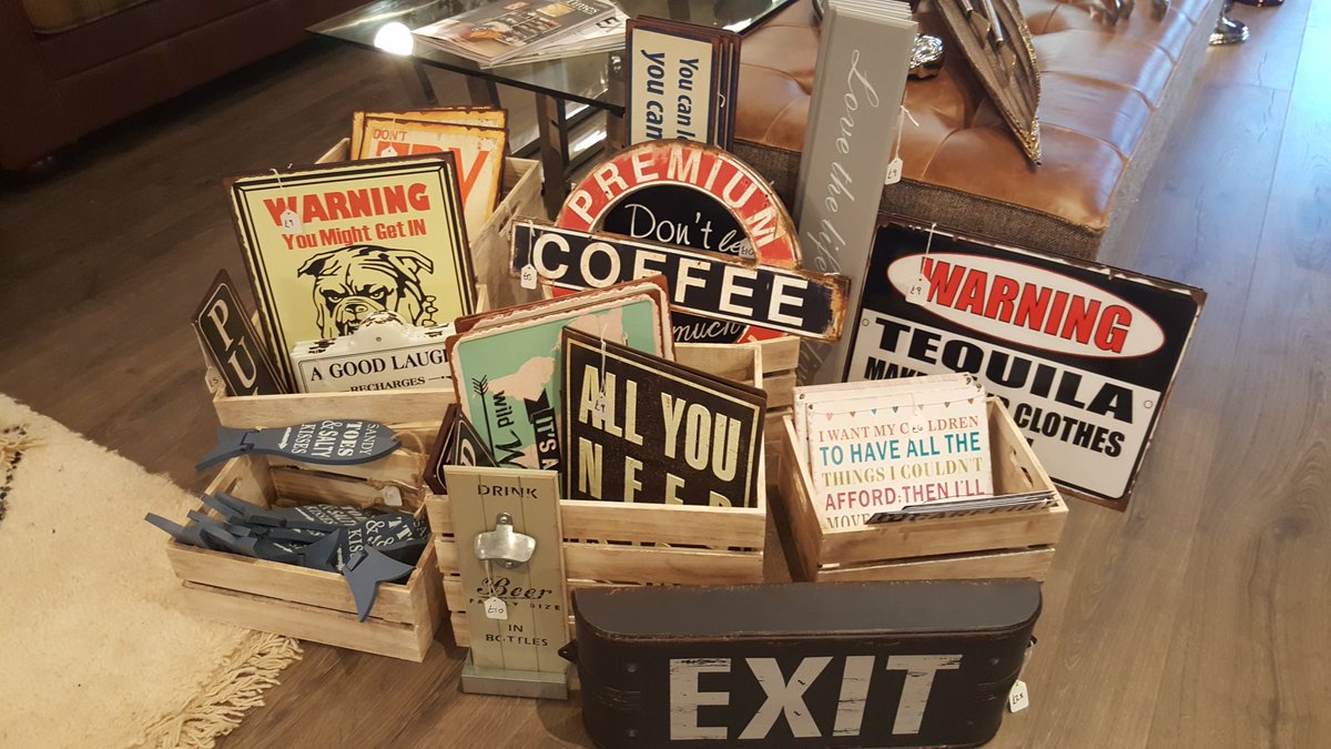 Tin signs in stock. Great way to accessories any room. Give it some personality !!!