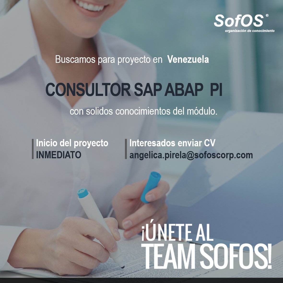 SofosComunica's tweet photo. Postúlate y forma parte del #TeamSofOS Buscamos Consultor SAP ABAP PI #Empleo #Venezuela https://t.co/lF0cxE4sxB