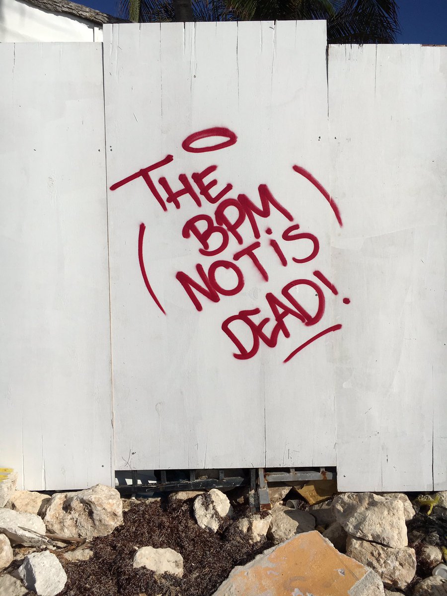Graffiti "the BPM not is dead" (sic!)