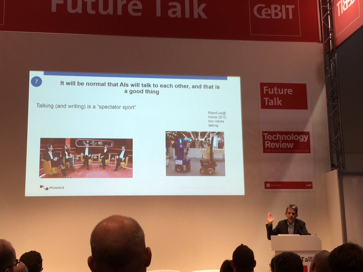 Nuance Forscher Nils Lenke im  #FutureTalk auf  der #cebit17, Themen sind #artificialintelligence, #chatbots und mehr
