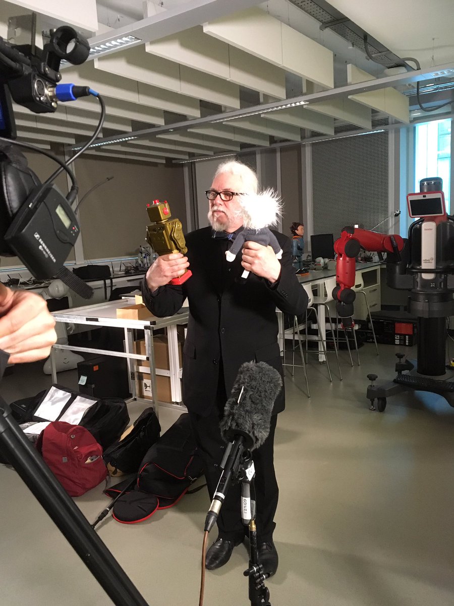 SheffUniEng's tweet photo. Filming Noel Sharkey for a new series of online shorts @NoelSharkey #bbc #sheffieldrobotics @SheffUniEng @sheffielduni https://t.co/SM8gObdjR9