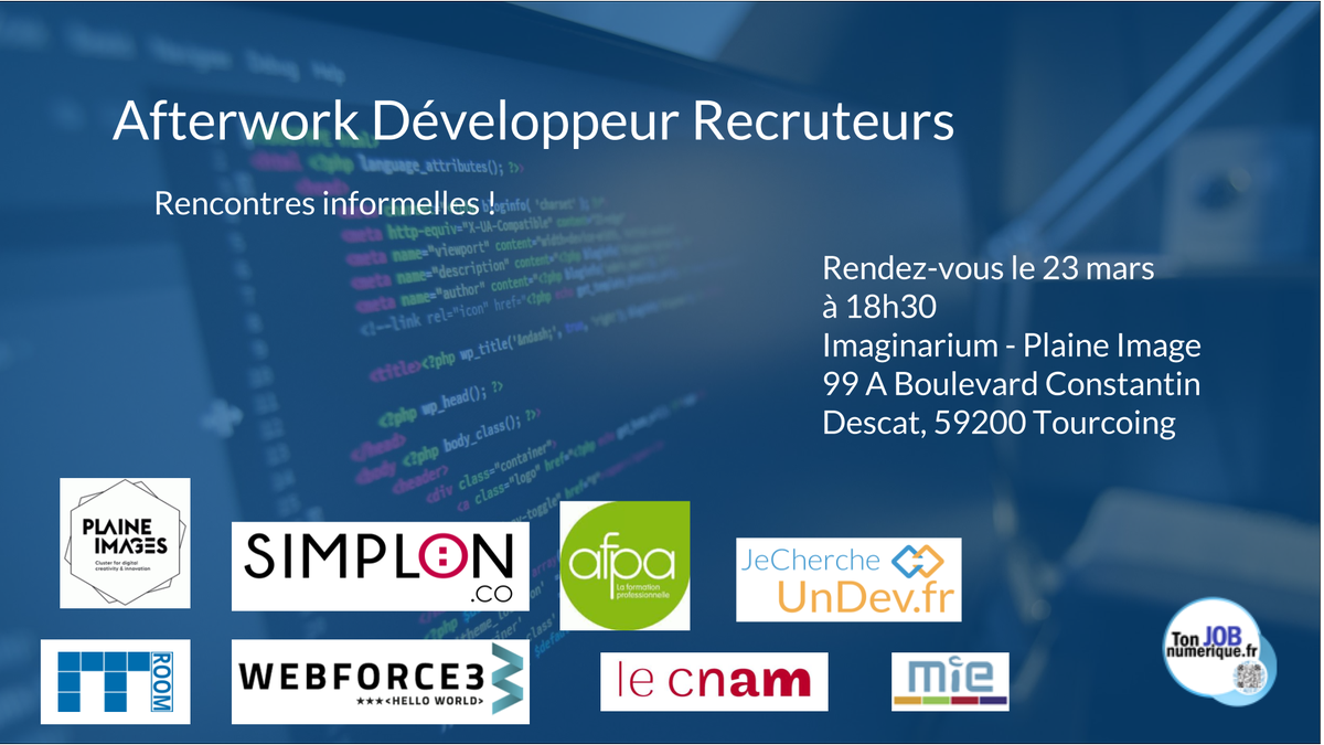 welovedevs's tweet image. Cette semaine on fait un évènement avec @plaineimages pour que des recruteurs rencontre des devs. Tu viens ? =D
eventbrite.com/e/afterwork-re…