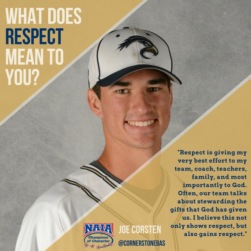 This week’s <a href="/NAIACofC/">NAIACofC</a> is <a href="/CornerstoneBAS/">Cornerstone Baseball</a> sophomore Joe Corsten

#Respect