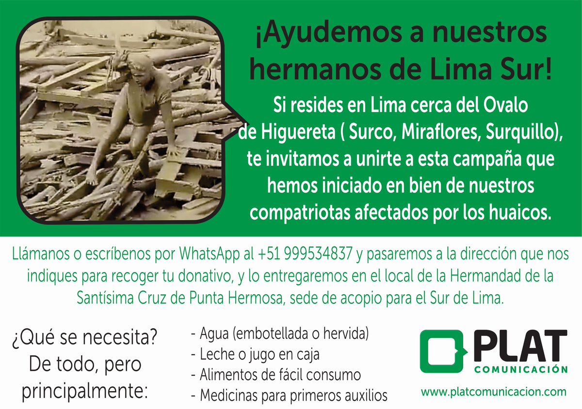 PLATComunica's tweet photo. Si vives o trabajas cerca del Óvalo de #Higuereta en #Lima, esta invitación es para ti. #UnaSolaFuerza https://t.co/4DaztuoTZH