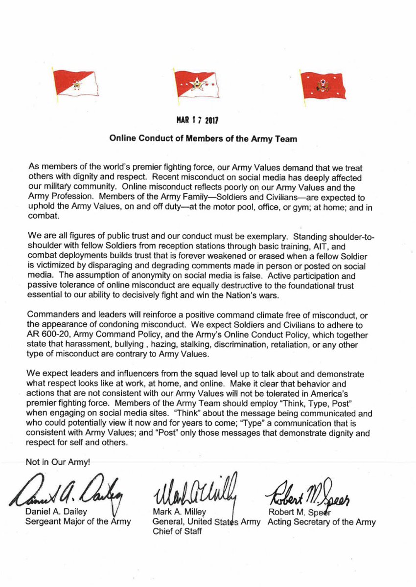 We're a values-based organization where everyone is expected 2b treated w/ dignity &amp; respect. #NotInMyArmy <a href="/USArmyReserve/">U.S. Army Reserve</a> <a href="/USNationalGuard/">National Guard</a>