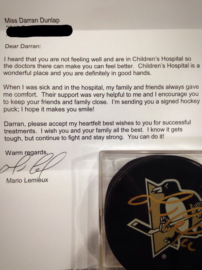 colin_dunlap's tweet image. This came to our home today 100 percent unsolicited.
You talk about class?
Mario Lemieux is the height of class.