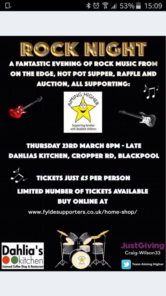 teamaimhigher's tweet photo. Rock Night @Dahliaskitchen1 on Cropper Road. Don't miss out on a fantastic night of live music @The_Gazette @BpoolCouncil #blackpool https://t.co/Q0duvSxg4i