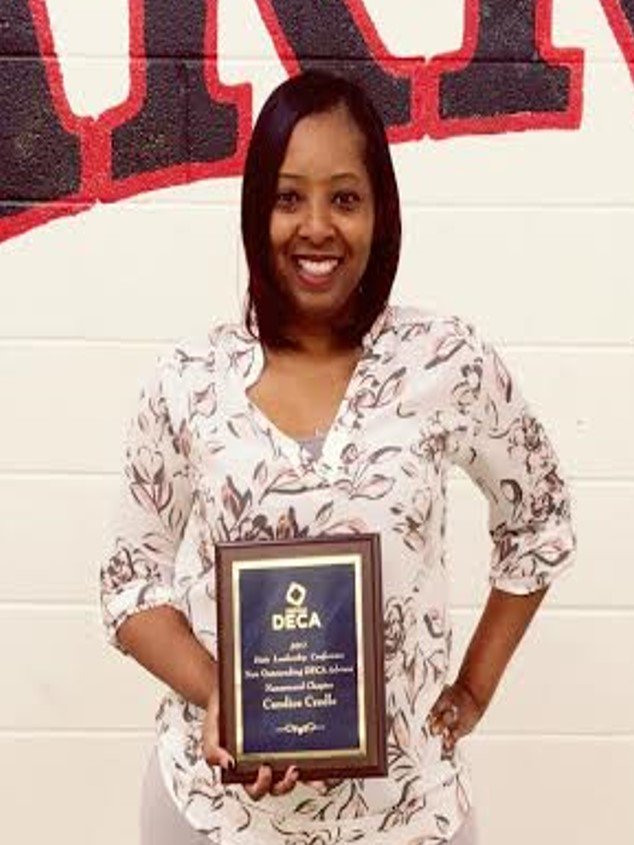 SufVAschools's tweet photo. SHINING STAR! Congrats to Nansemond River HS DECA Advisor Candace Credle for being honored with New DECA Chapter Outstanding Advisor
Award. https://t.co/6wWZoLYa73