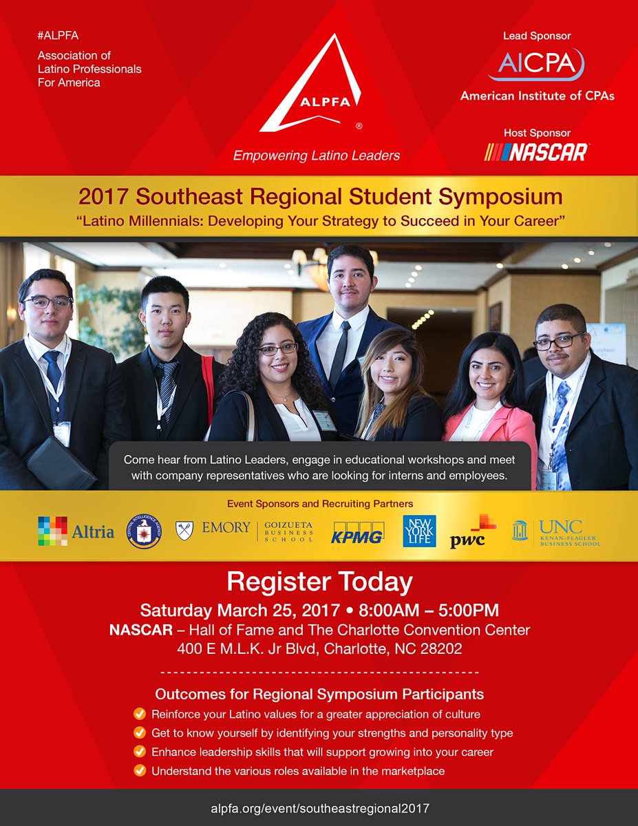 UNCC_LSS's tweet photo. The ALPFA 2017 Southeast Regional Student Symposium this coming Saturday. Take a look at this amazing opportunity at https://t.co/Rf5awWYDlK https://t.co/Ckdw7U4Xnw