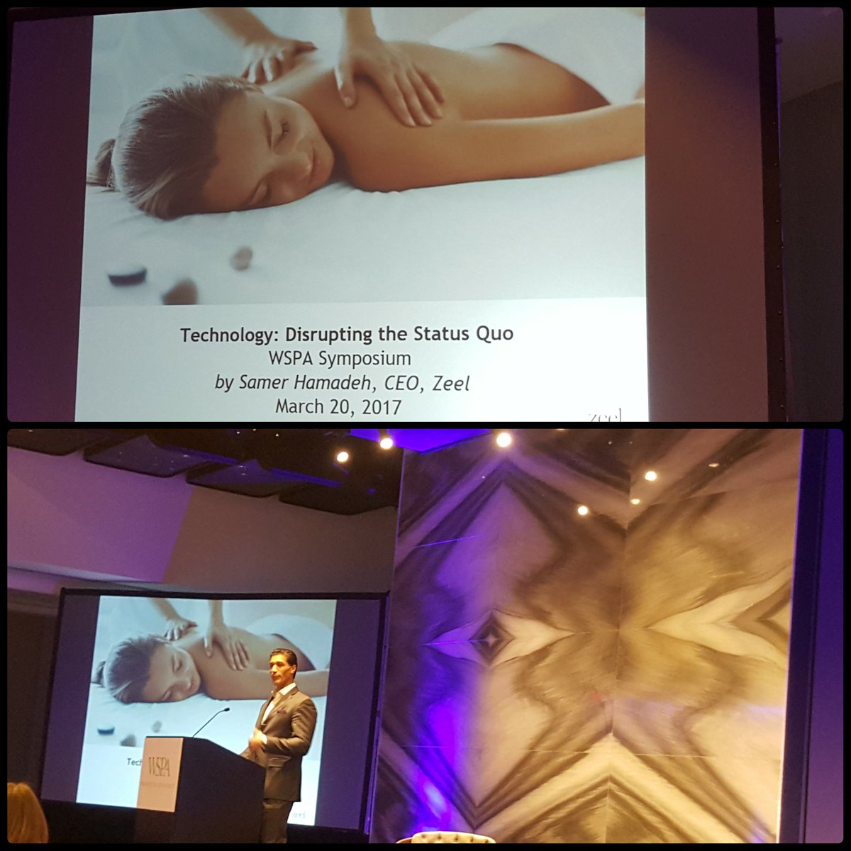 Presentation on <a href="/GetZeel/">Zeel</a> from CEO <a href="/samerham/">Samer Hamadeh</a> #WSPASymposium #2017WSPA #ConnectEngageDeliver #massageondemand