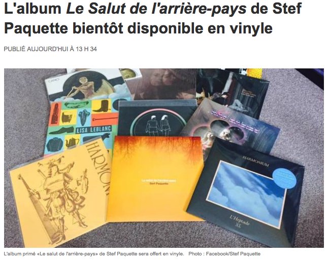 En cette journée de la #francophonie - sortie limité #vinyl Salut de l'arrière pays de <a href="/StefPaquette/">Stef Paquette</a> #mai ow.ly/EAak30a5wgK