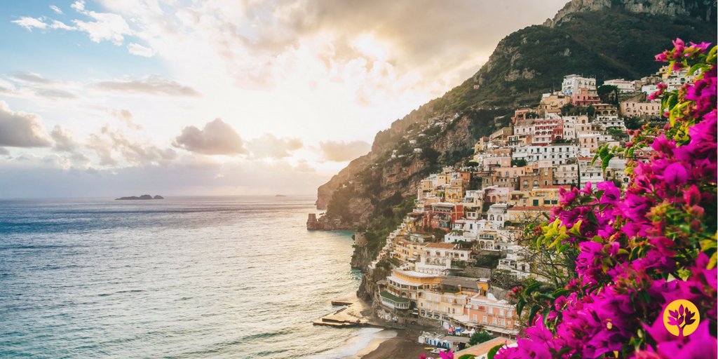 Just an hour away from #Naples is #Positano, the coast’s most #beautiful town with its peach and pink houses!
