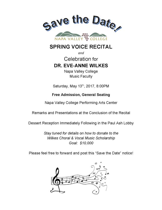 Help us celebrate the mentorship of this phenomenal educator! #NapaValleyCollege #NVCperform #NapaMusic #WineCountry #Napa #SFBayArea