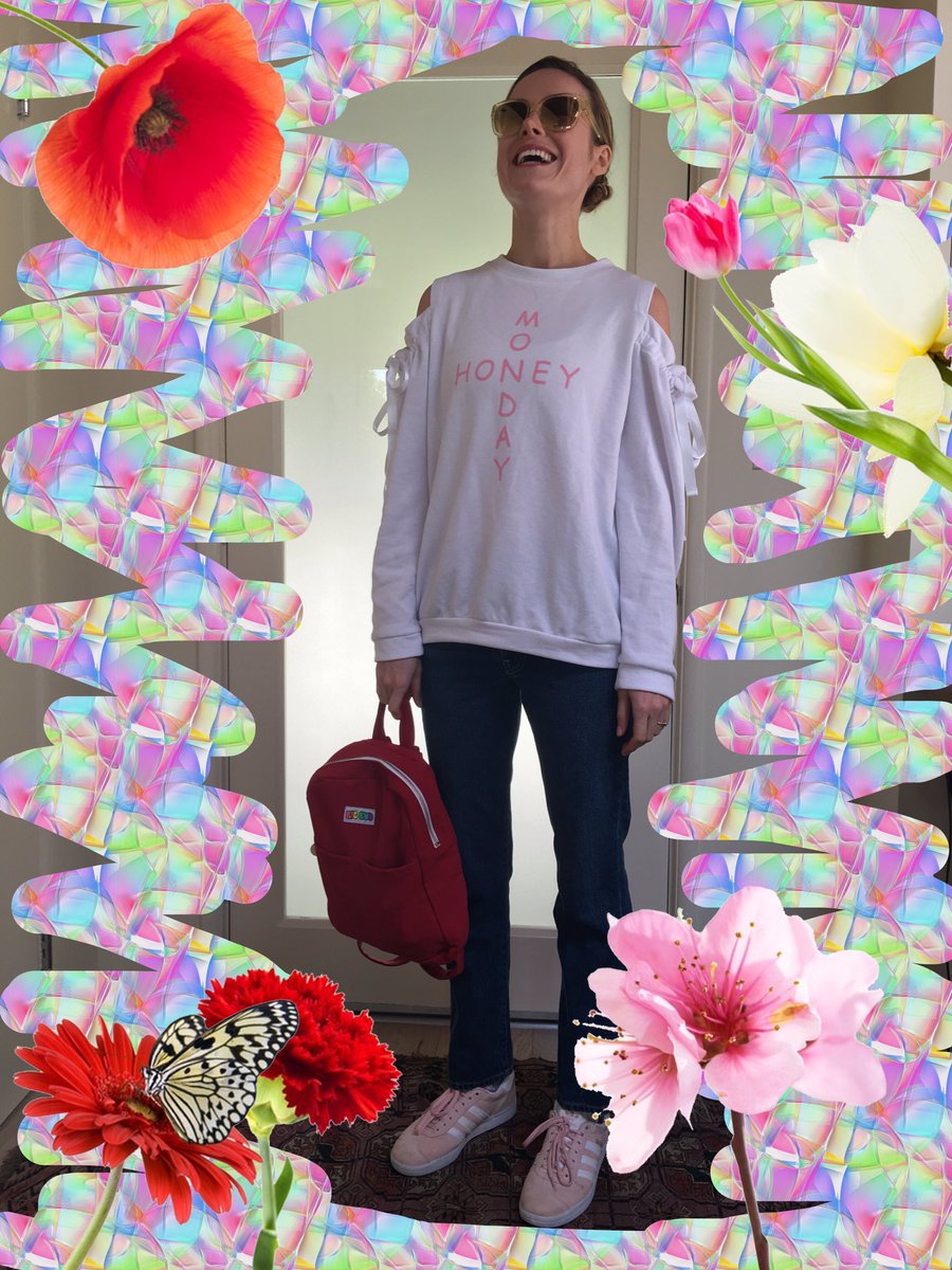 brielarson's tweet photo. HAPPY SPRING EQUINOX 🌸💐🌺🌱🌷Thank you Harajuku for the blessing of this sweatshirt. https://t.co/pBF5DPEPiM