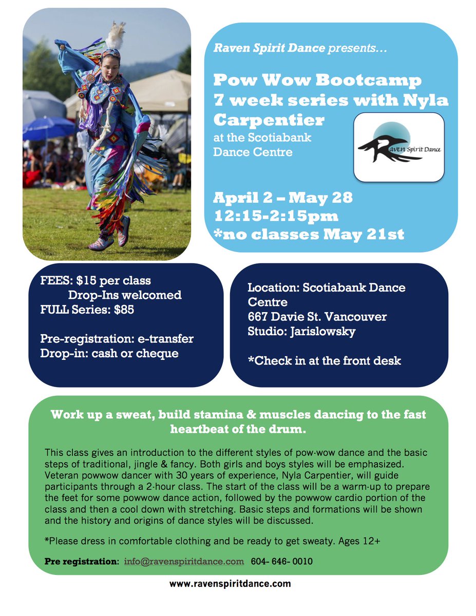 jkotowich's tweet photo. Pow Wow Bootcamp with @NylaCarpentier &amp; @rsdancecompany - 7 week series begins April 2nd @dancecentre https://t.co/ssy6ZEQIXU https://t.co/dkm55MdFRG
