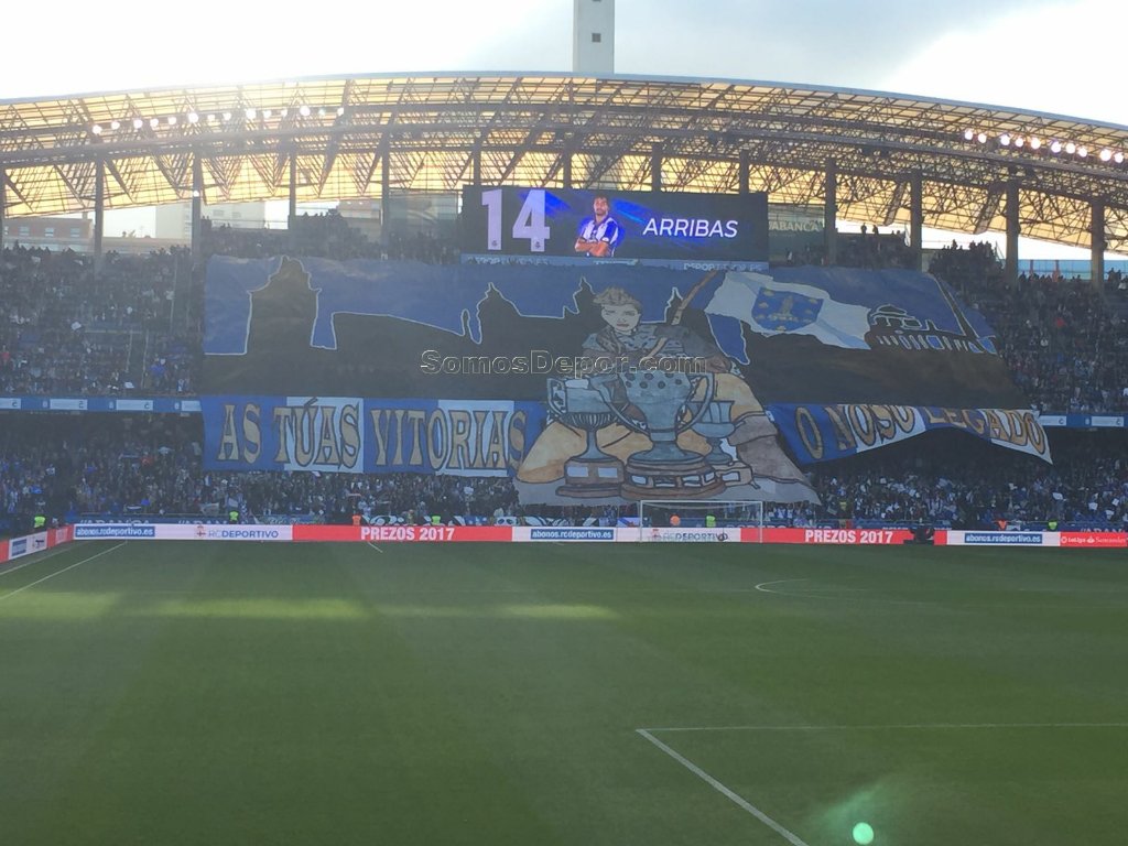 Deportivo - Celta. Tifo de Riazor Blues.
