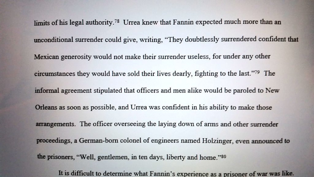 meherbelin's tweet photo. Some more on Fannin's surrender (from my BA thesis) #TX181 (3/?) https://t.co/mnxxO3g4YX