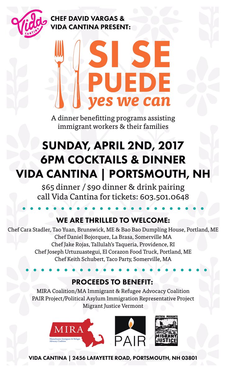 Make your reservations now! #SiSePuede #greatcauseamzingdinner <a href="/BaoBaoDumpling/">BaoBaoDumplingHouse</a> <a href="/LaBrasaBoston/">La Brasa</a> <a href="/corazontweet/">El Corazon Portland</a> <a href="/tallulahstacos/">tallulahstacos</a> @tacopartytruck