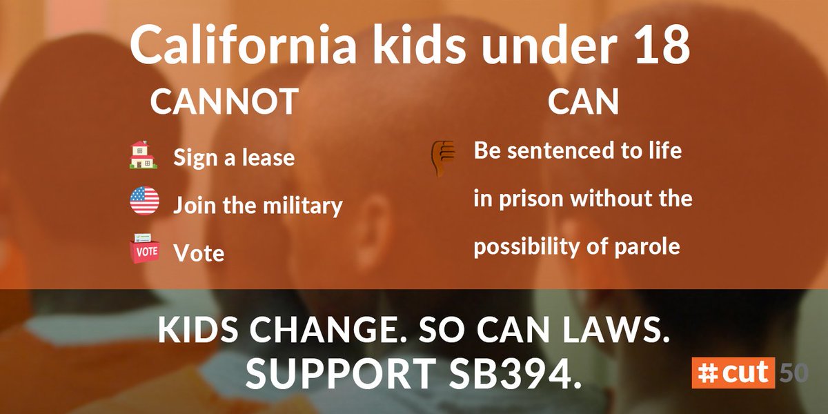 It's time to #EndJLWOP in California. Learn more about Senate Bill 394 and show your support: cut50.org/california