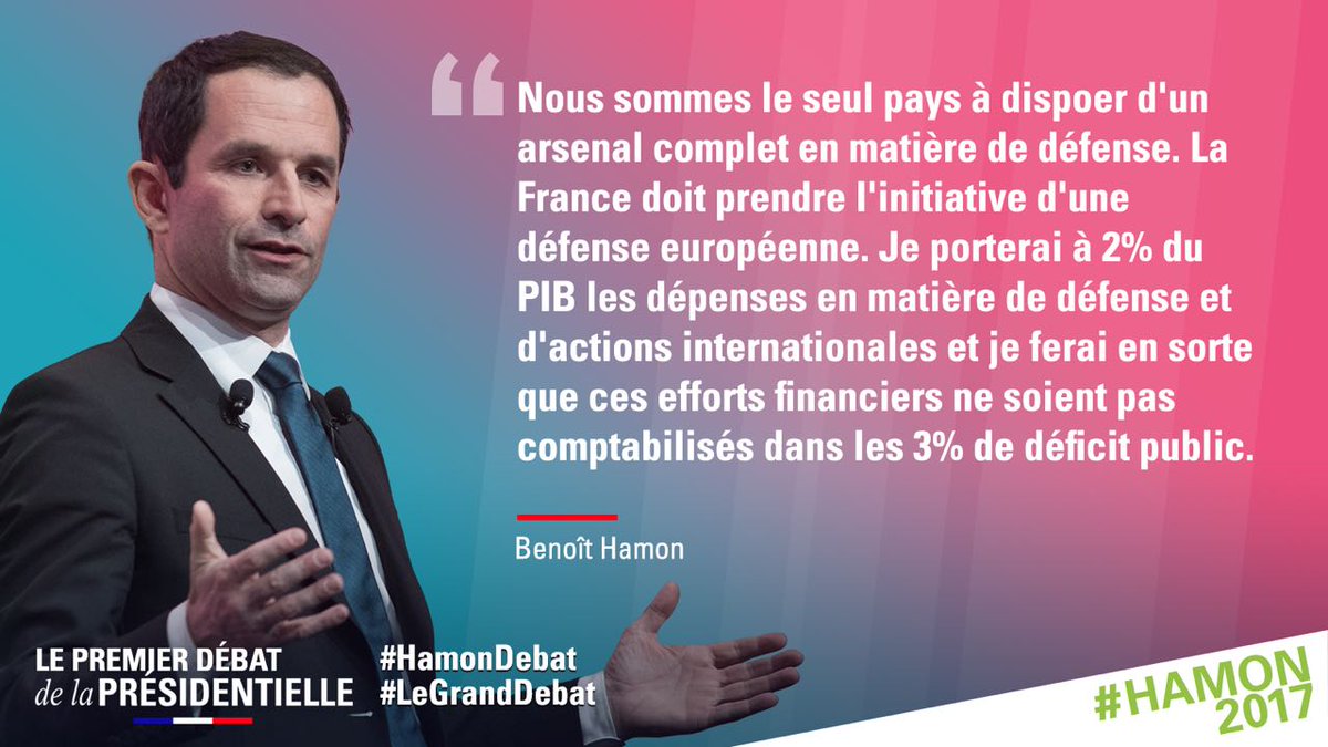 #Hamon2017 #HamonPresident #LeGrandDebat #hamondebat
Les propositions de @benoithamon en matière de défense européenne