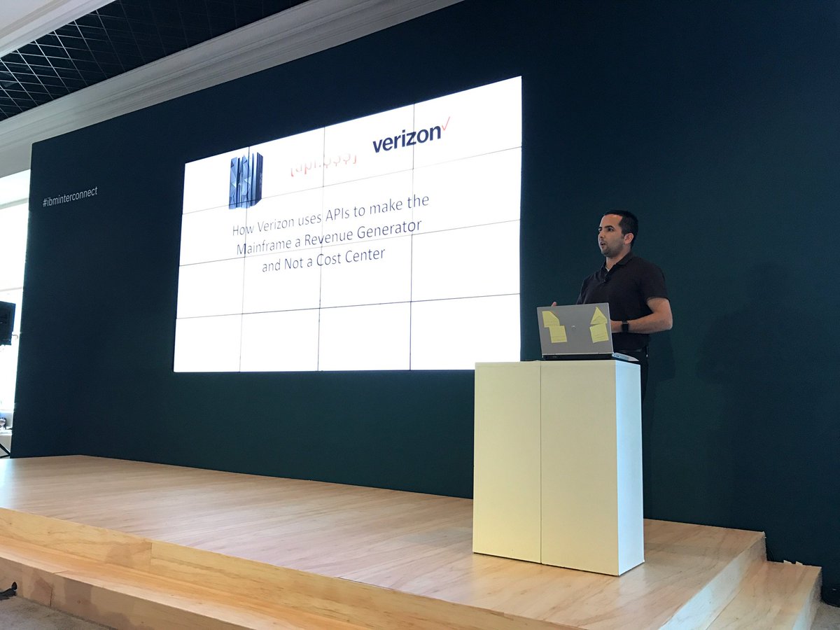 IBMNathan's tweet image. Super excited about Verizon session 'using API to turn the mainframe from a cost center to a revenue generator' #IBMInterConnect #zSystems