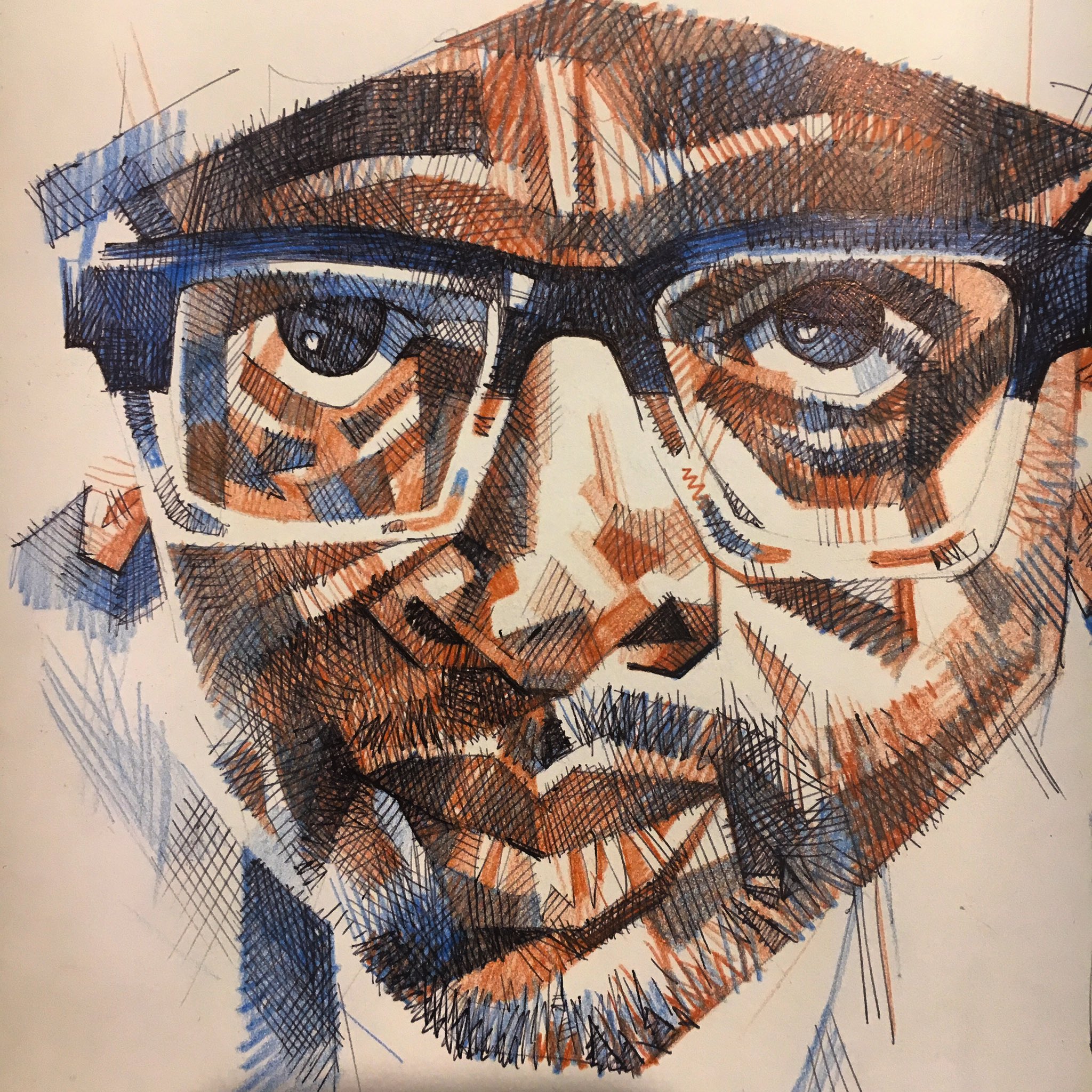 Happy birthday, Spike Lee. Ballpoint pen and colour pencil. 