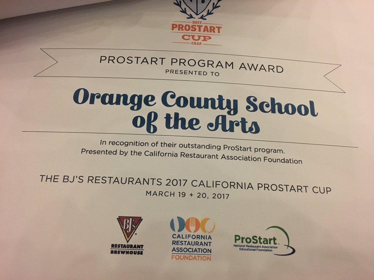 OCSA_CA's tweet photo. Thank you @bjsrestaurants for recognizing the hard work of our program. #caprostart https://t.co/U6wPrFAcRG