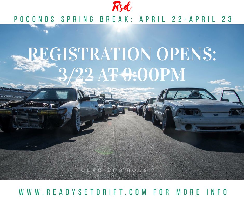 Mike_Lukaz's tweet photo. Rsd @poconoraceway  reg will be open soon #readysetdrift #poconos https://t.co/hjrcK8Kl1X