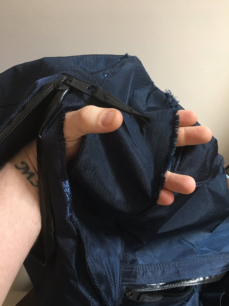 M_Adamthwaite's tweet photo. Hey @AirCanada I didn't choose you... Wish I could say "Thank You " but as usual I find myself saying I wish I'd flown with @WestJet #badbag https://t.co/DwYmw4tMl1