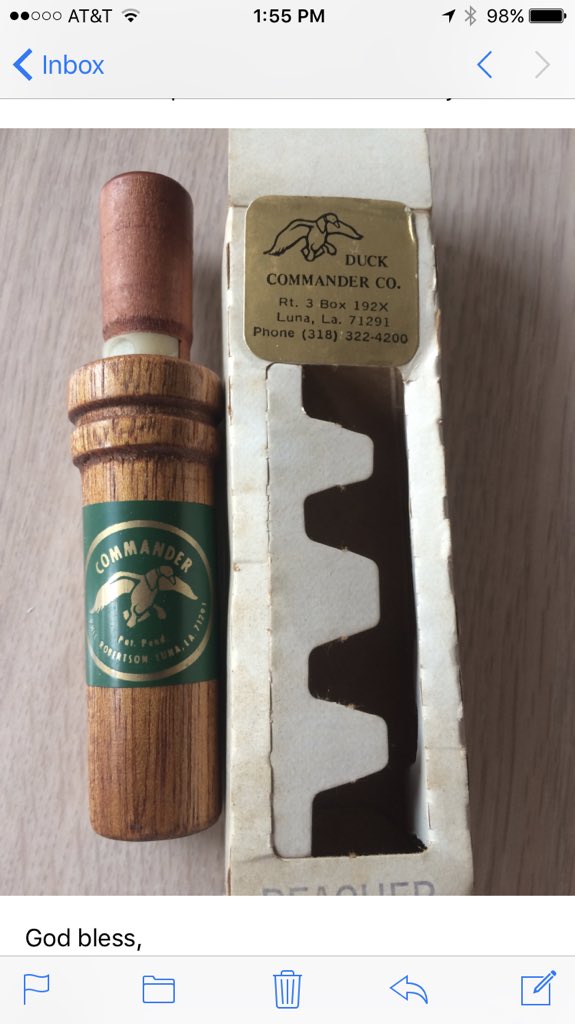 Always cool when folks send pics of their ancestors calls. This one is definitely a classic. <a href="/Duck_Commander/">Duck Commander</a> #classiccommander