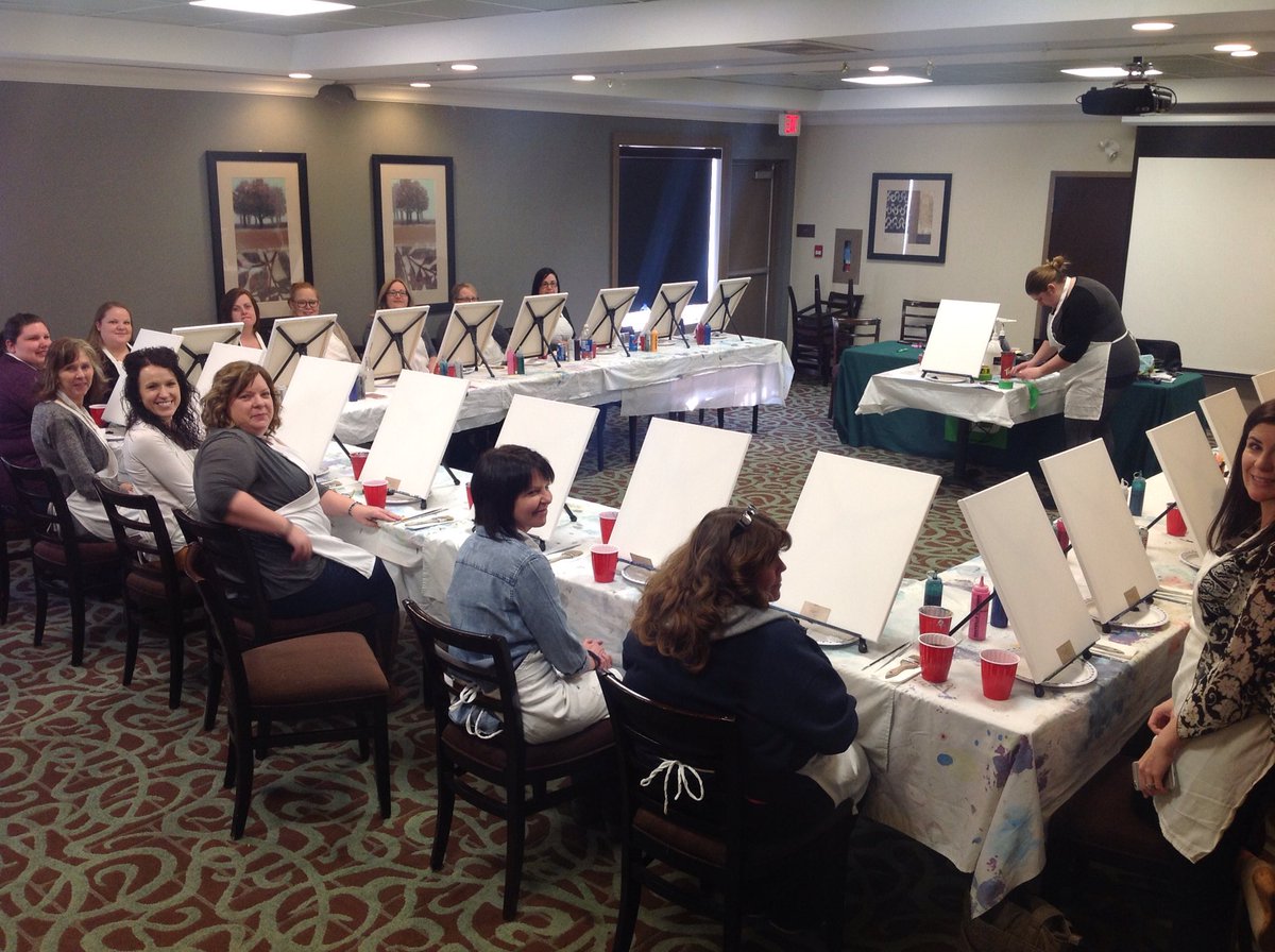 ToddLinnen_TD's tweet photo. Paint night equals Fun night at AbN meetings. So great to have #paintremedy bring out the Picasso in us all #getyoursmockon https://t.co/jzUETGWFgY
