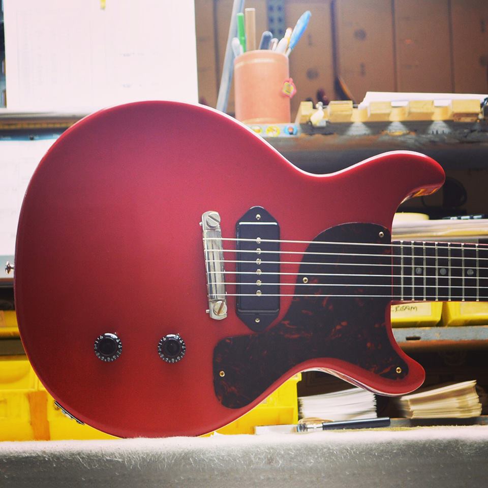 '59 Doublecut Junior in Cardinal Red built using the Made 2 Measure program from @CustomGibson #guitar #lespaul