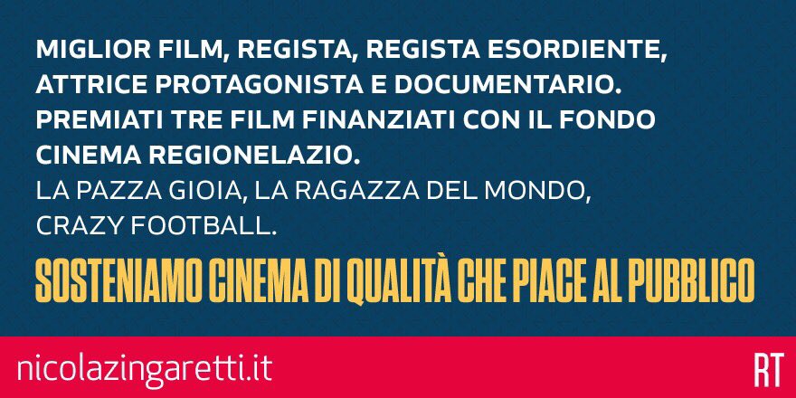 nzingaretti's tweet image. Felice per @PremiDavid! #david2017