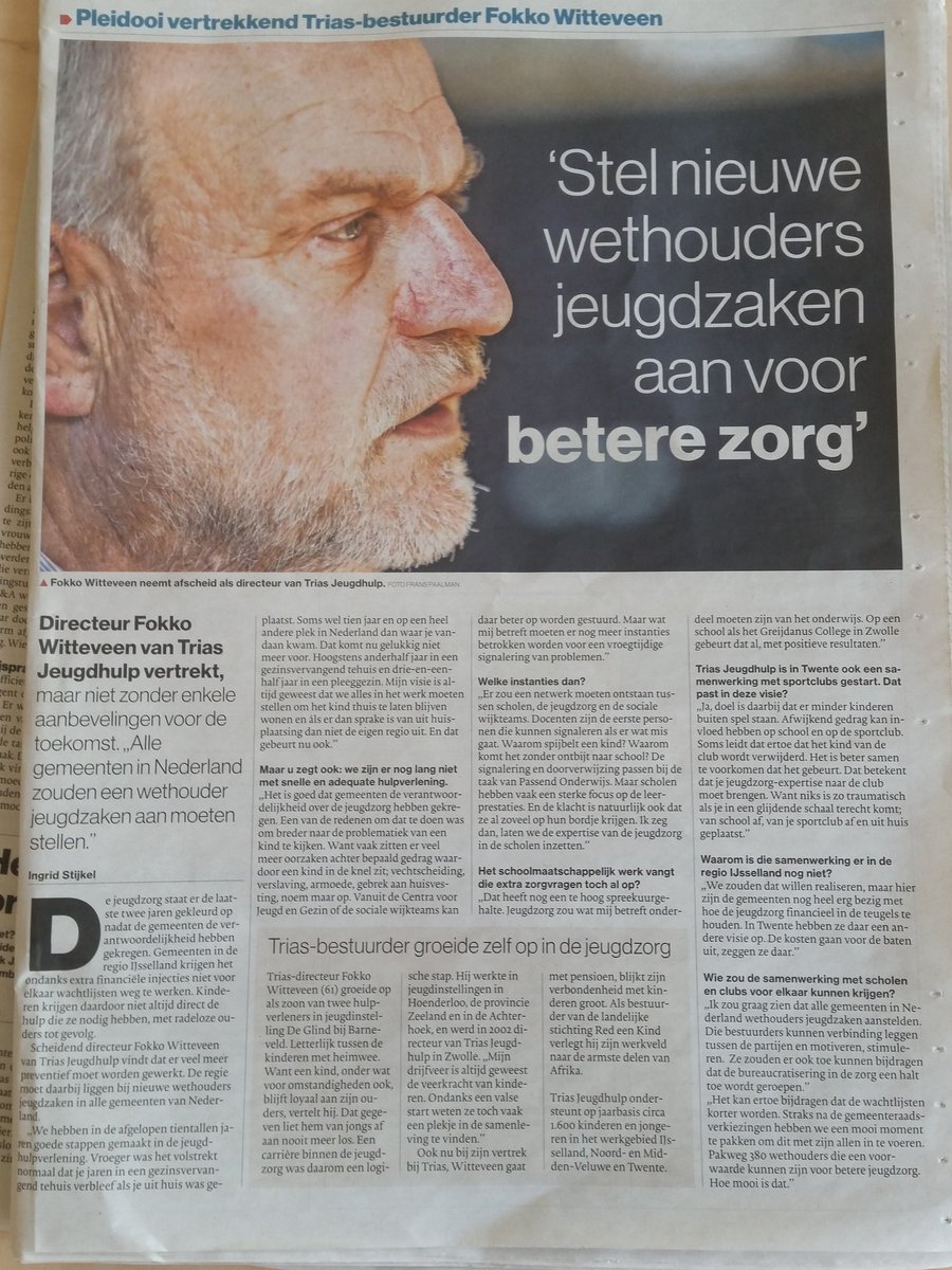 Fokko Witteveen @triasgroep pleit voor wethouders jeugdzaken en netwerk tussen scholen, jeugdzorg en sociale wijkteams <a href="/ds_Zwolle/">deStentor_Zwolle</a> #afscheid