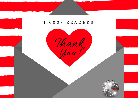 TrueReporterAU's tweet photo. We now have over 1,000 readers! Big thanks to all our supporters, followers &amp; readers. You guys rock! #newsblog #thetruereporter #nospinnews https://t.co/5Eo5CFFEZ6