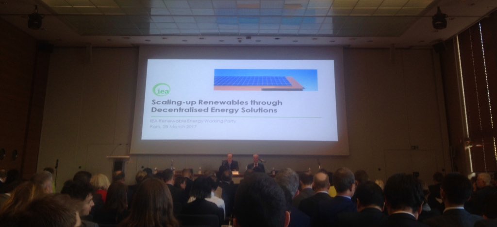 HannahMurdockTX's tweet photo. Participating in @IEA #REWP workshop today on scaling up renewables through decentralised energy solutions. @REN21 #RenewablesRising https://t.co/oZWIdUEP9w