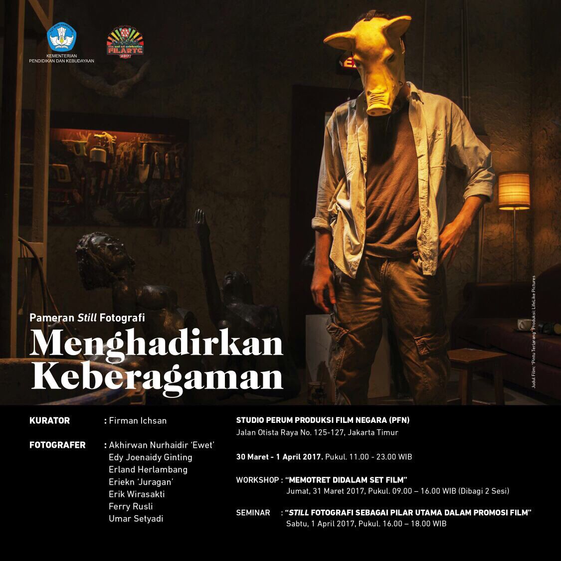 30, 31 Maret sampai 1 April di PFN (Perum Produksi Film Negara) jln Otista Raya #SalingKenalMakinSayang