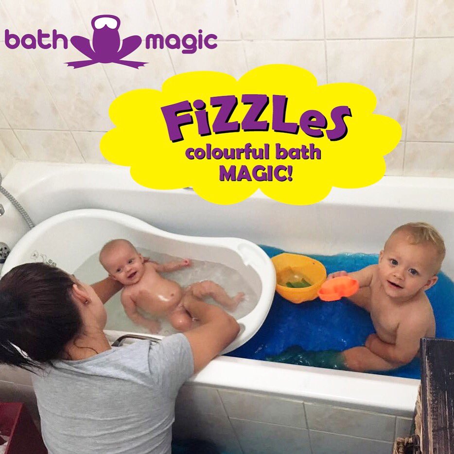 BathMagic4Kids's tweet photo. Little Xaiden enjoying his #FiZZLeS blue #bathcolour while mommy is bathing his brand new sister. :) #bathfun https://t.co/1ap0bS3RuO
