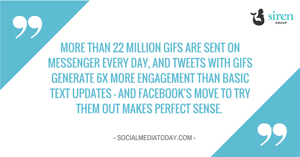 sirenltd's tweet photo. Facebook to Test GIFs in Comments, comes after recent announcement advertisers able to use GIFs in sponsored posts. https://t.co/TGl03ROM1M https://t.co/DOl3cOCLpt