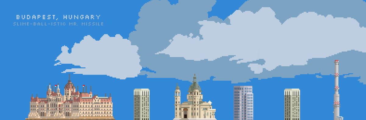 LacunaKing's tweet photo. Slimes are eating buildings because they are Hungary... #pixelart #mobilegames #androidgames #ios #android #travel https://t.co/ExeAMqmBEM https://t.co/mSjszHCNP4