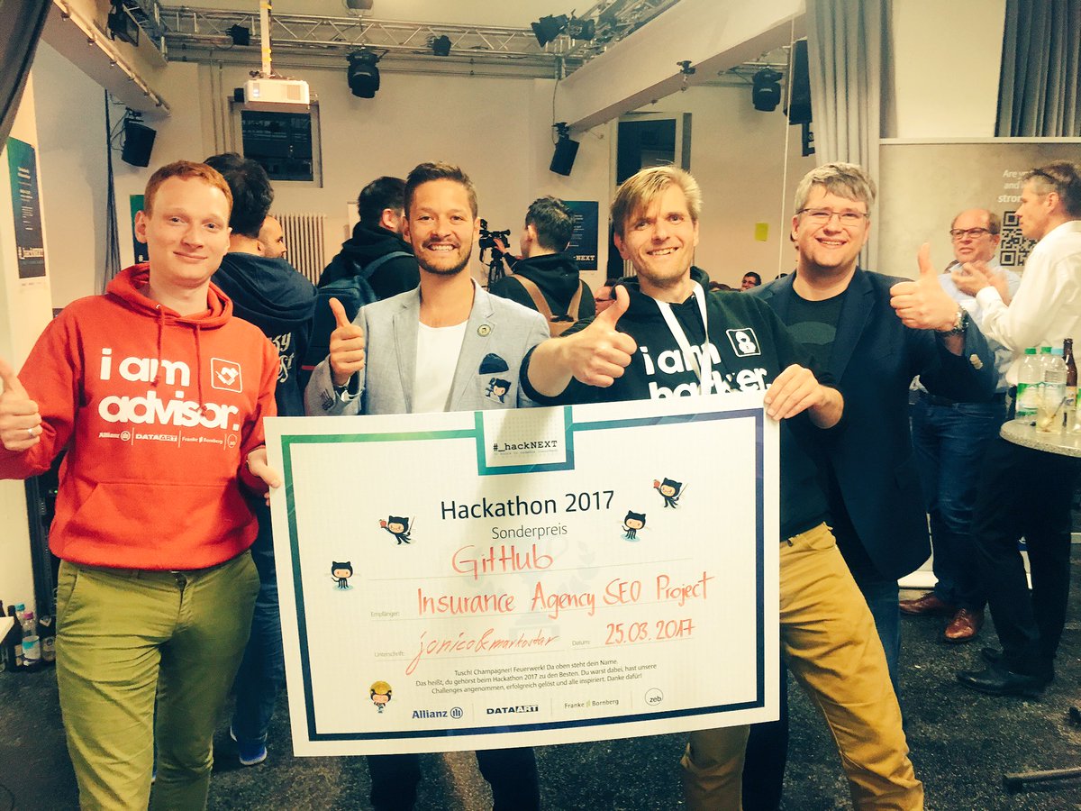MarkoBerko's tweet photo. #_hackNEXT Great hackathon with @Allianz @allianz_de @DataArt @github @Pulipan1 thank you all for a great weekend! https://t.co/1TxR3k1fFg