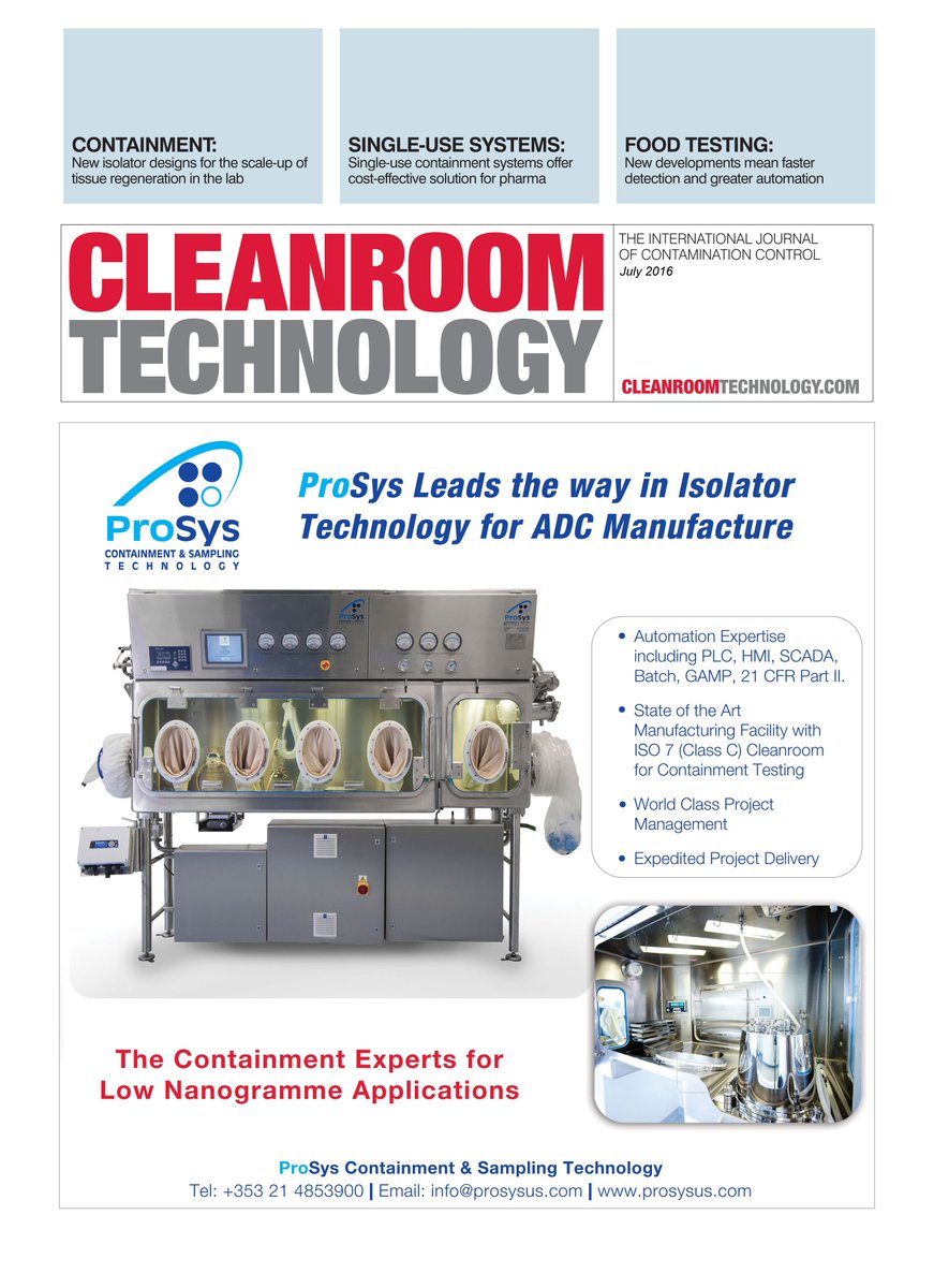 ProSys_Isolator's tweet image. ProSys  proudly feature on the front cover of the Cleanroom Technology magazine.