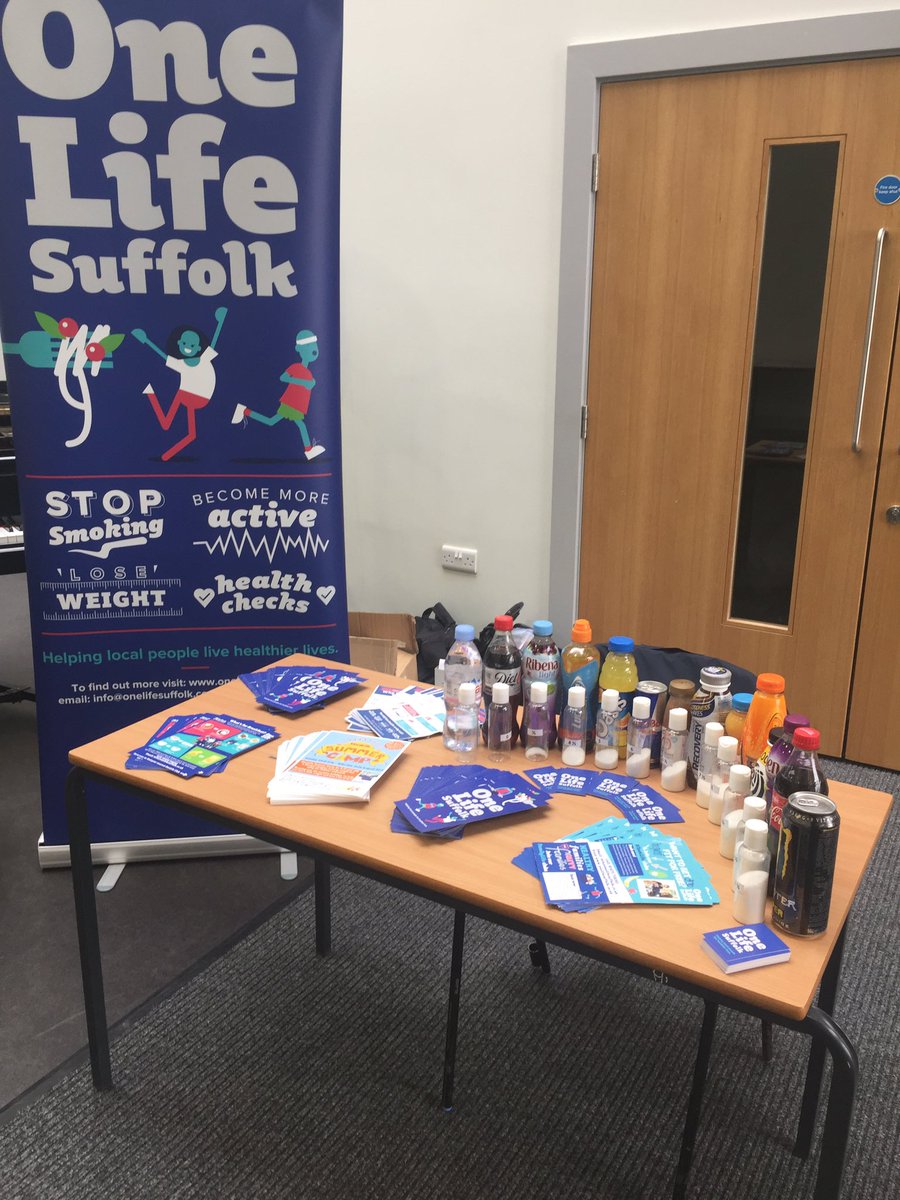 bec_faulkner1's tweet photo. We have a stand @tgschool today and parents have already come up to say how shocked they are about the sugar in some drinks @OneLifeSuffolk https://t.co/S2YPVCT7Zw