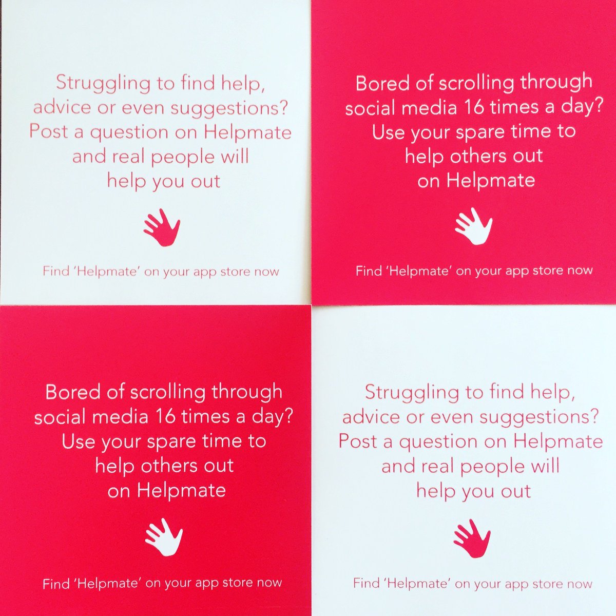 HelpmateApp's tweet image. What do you think of our new flyers hot off the press?!#startup #helpingothers #questions #help #flyers #marketing #design #Advertising